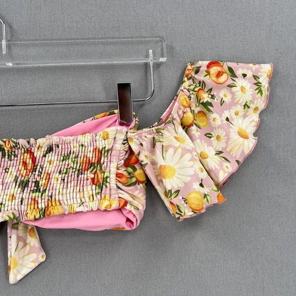 FARM RIO Tangerine Dream Flutter Sleeve Bikini Top Womens Medium Pink Floral NEW - Picture 8 of 12